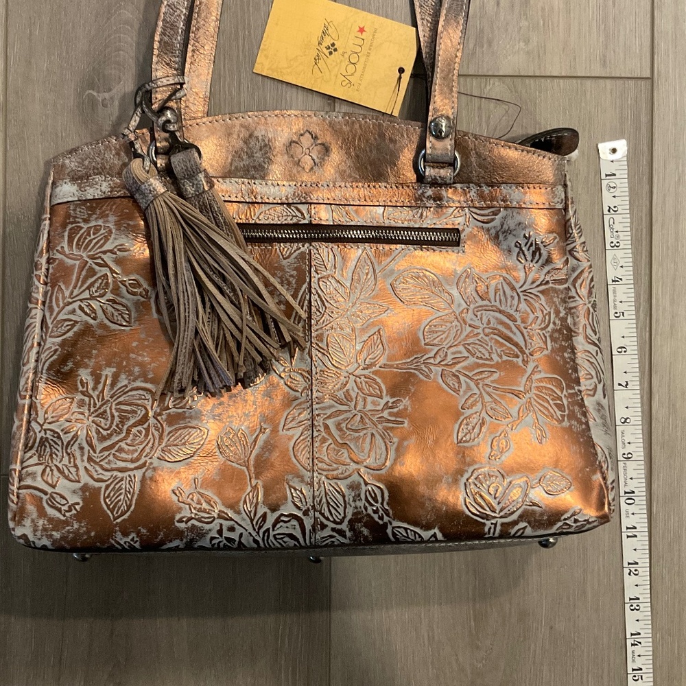 PATRICIA NASH Bark Leaves Shoulder Bag Bronze Gray - Picture 10 of 16